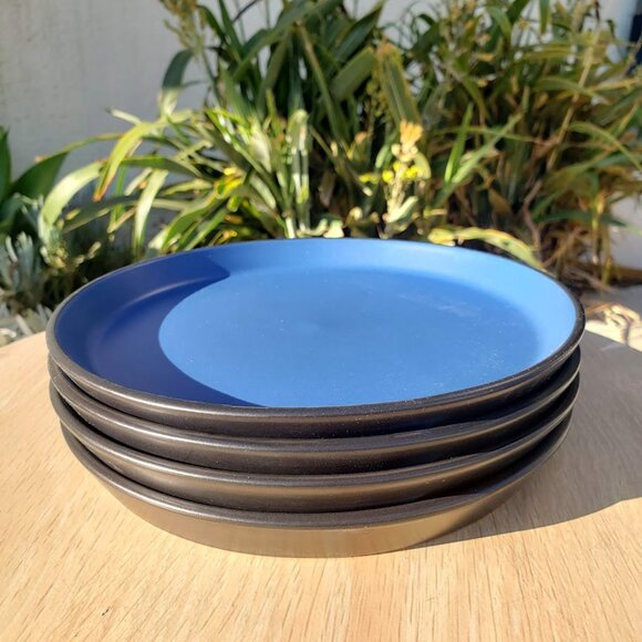NEW Set of 4 Stone + Lain Stoneware plates 7.5" Blue Black Replacement Plate Rou - Picture 2 of 8